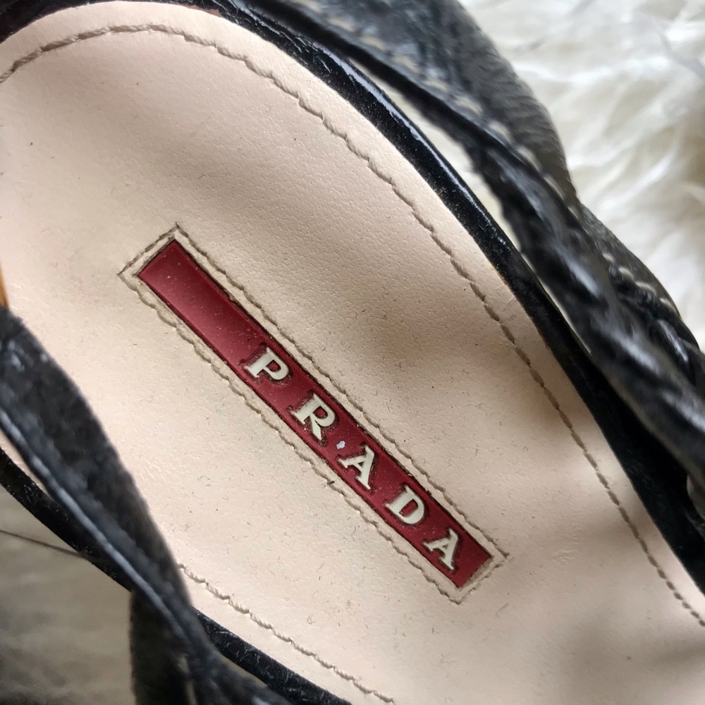 Prada sports blk braided leather cage Espadrilles - Picture 2 of 11